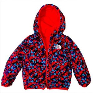 The North Face reversible Floral \ Pink jacket full zip girls lSize 6T